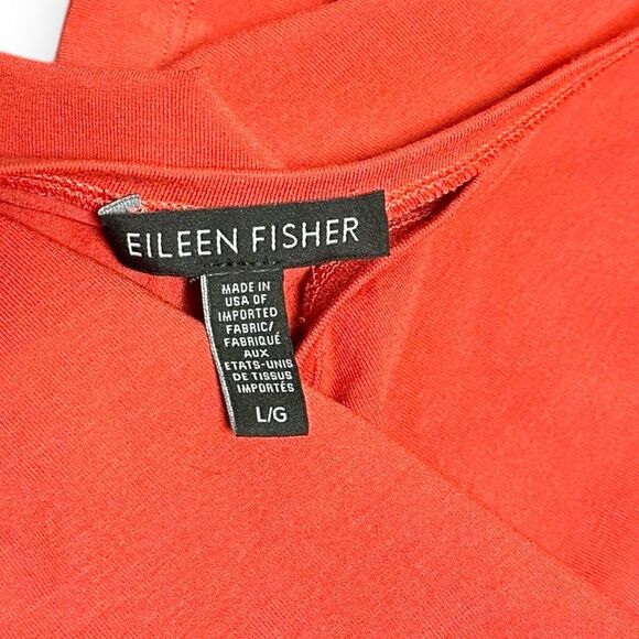 EILEEN FISHER Women’s Flame Red Sleeveless Lightweight Viscose Jersey Stretch Dr - Picture 5 of 7